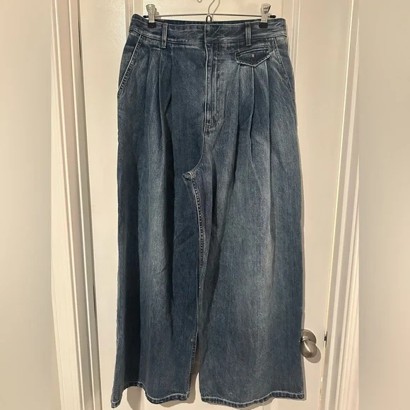 Tibi Triple Pleat Jeans in Classic Blue - Picture 2 of 8